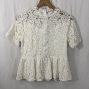 Sandy & Sid White Lace Coquette Victorian Cottagecore Top Women’s Sz S Romantic